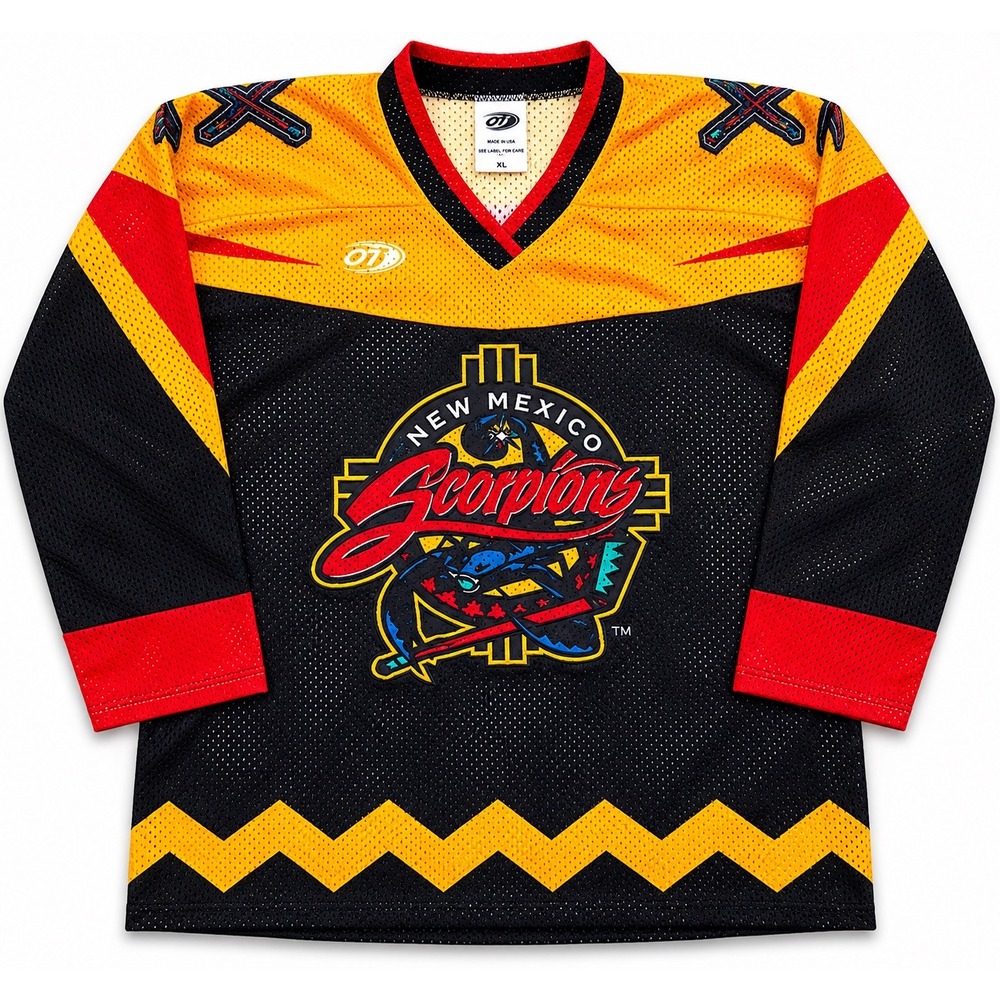 OT Hockey Jersey Mens XL New Mexico Scorpions Mesh VTG Black Yellow Blokcore
